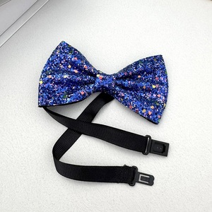 Nœud Papillon Bleu Scintillant en PU pour Garçons, Accessoire Décoratif à Paillettes pour Tenues de Fête et Cérémonie, Vente en Gros, En Stock - Product Image 1