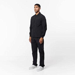Conjunto deportivo de nailon para hombre, chaqueta con cremallera y pantalones, conjunto ligero informal para el trabajo, atuendo de verano, conjunto deportivo de dos piezas de nailon - Product Image 1