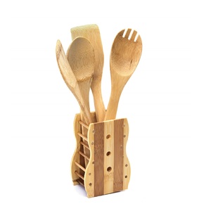 อุปกรณ์ทำครัวไม้ไผ่แท้ ตะหลิวไม้ไผ่ ช้อนตักอาหารแบบมีร่อง  รักษาสิ่งแวดล้อม - Product Image 1