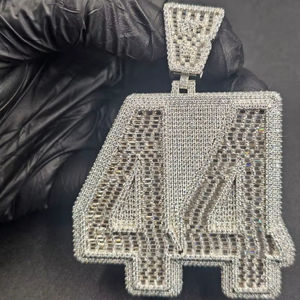 Colgante Personalizado con Número 44, con Diamantes de Imitación Moissanite, Estilo Hip Hop, Plata de Ley 925, Joyería Fina, Colgantes y Dijes - Product Image 1