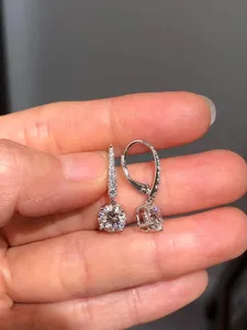 4.40Ct ROUND-Cut EFVS1 Lab Grown Diamond Vintage IGI Certified Solitaire <b>Dangle</b> <b>Earring</b> 14k White <b>Gold</b> - Product Image 1
