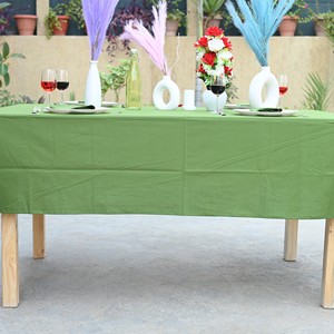 Mantel de Lino Verde Liso Teñido, Lavable, Ecológico, Duradero, Estilo Moderno, Color Sólido, para Uso en Exteriores, Bodas, Hoteles y Hogares - Product Image 4