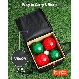 Set di Bocce per 2-8 Giocatori, Palline in Resina da 107 mm, Pallino Rosso e Verde, Borsa per il Trasporto e Corda di Misurazione per Giochi da Spiaggia - Product Image 5