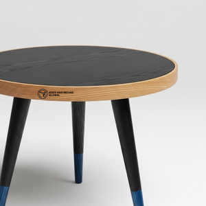 Tabouret Meena noir peint à la main – Table d'appoint en bois design pour la décoration intérieure - Product Image 3