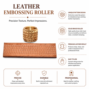 Leather Embossing <b>Roller</b> for Belts Wallets & Straps | Solid Brass Scale Pattern Embossing Wheel | Professional Leathercraft Tool - Product Image 5