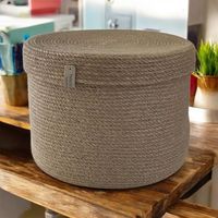 Panier de rangement ovale en corde de coton avec poignées en bois, style nordique, bac d'organisation multi-usages