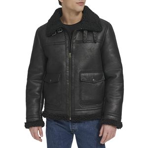 Veste bomber en cuir épaisse et chaude pour homme, fermeture éclair, coupe-vent, parka d'hiver, grande taille, veste en cuir de pilote B1 B2 pour homme - Product Image 4