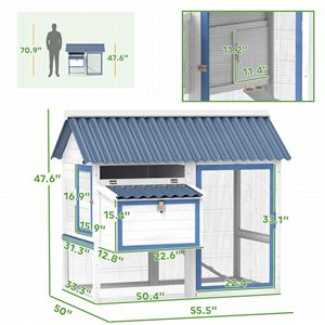 Pollaio in Legno Bianco Usato per 2-3 Galline con Nido, Recinto e Rampa Rimovibile - Product Image 3