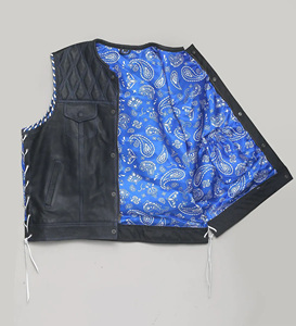 SANCHAL INTERNATIONAL OEM Custom Design High Quality Embroidery Top Grade <b>Thick</b> Cowhide Leather Woolen Breathable Fully Vest - Product Image 3
