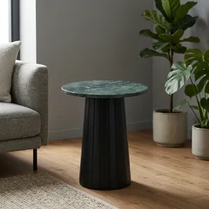Table d'appoint ronde moderne en bois avec base en métal noir, meuble durable pour salon SUNWOODD EXPO - Product Image 5