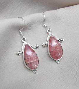 Pendientes de Plata de Ley con Rodocrosita, Gema Rosa, Estilo Minimalista, Certificados por IGI, Joyería para Bodas y Fiestas - Product Image 6