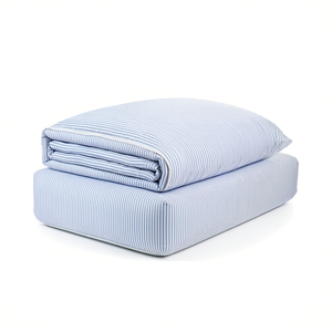 Juego de Sábanas de Algodón a Rayas Tamaño King, 108x108 Pulgadas, Ropa de Cama de Hotel con 2 Fundas de Almohada - Product Image 1