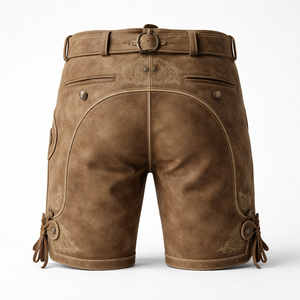Pantalones Cortos Bávaros Personalizados para Hombre, de Cuero Genuino con Mezcla de Algodón, Logotipo Personalizado y Etiquetas Tejidas - Proveedor Mayorista OEM - Product Image 2