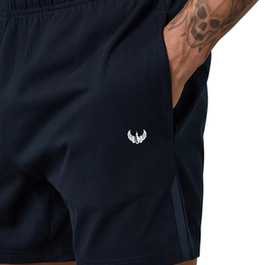 Shorts de sport décontractés pour hommes en jersey bleu marine – Idéal pour la course, l'entraînement et les activités estivales - Product Image 3