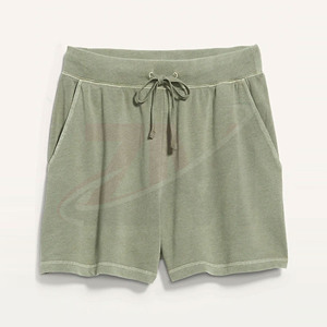 Luxury Branded Women's Olive Green High Waist Knitted Shorts With <b>Drawstring</b> Loose Fit Casual Solid Color Breathable Fabric - Product Image 5