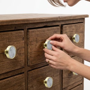 Round Brass Cabinet <b>Knob</b> with White Center Modern Style Furniture Handle <b>for</b> Kitchen <b>Dresser</b> Bathroom Warehouse Drawers & Doors - Product Image 3