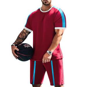 Conjunto de Camiseta y Pantalones Cortos de Algodón para Hombre, Estilo Casual, para Correr en Verano, Tallas Grandes, Personalizables, Transpirables, con Franjas Laterales Estampadas - Product Image 6