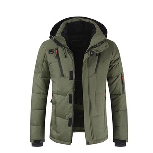 Veste matelassée technique bleue personnalisée pour homme, vente en gros, à capuche, multi-poches, manteau bulle chaud rembourré, veste d'extérieur d'hiver, OEM - Product Image 5
