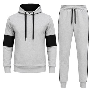 Ensemble de survêtement gris à capuche pour homme, tenue de jogging décontractée, couleur unie, polyester et coton, manches longues, pantalon à cordon de serrage, poches latérales - Product Image 6
