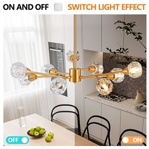 Lampadario Moderno in Cristallo da 28 Pollici con 9 Luci Dorate per Soggiorno, Camera da Letto, Sala da Pranzo, Tavolo, Cucina - Categoria Prodotti Lampade a Sospensione - Product Image 6