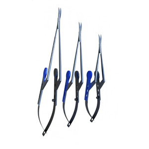 Jamso Industries Kamiyama Micro Scissors <b>Neurosurgery</b> Bayonet Handle Blue Coated - Product Image 5