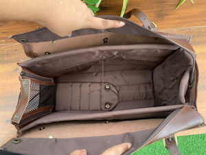 Personalized Boot Stitch Full Grain Genuine Leather <b>Dog</b> Tote Bag Carrier Custom Portable Outdoor Large Capacity Pet Travel Bags - Product Image 5