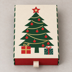 <b>Christmas</b> Paper Gift <b>Box</b> Ribbon Handle Mailer Packaging <b>Box</b> Custom Printed Recyclable Paperboard for Gift and Craft - Product Image 5