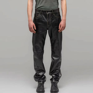 Pantalon formel pour homme, couleur personnalisée, enduit PU, coupe droite mi-haute, poches latérales, tissu toile respirant de poids moyen, fermeture boutonnée, hiver - Product Image 1