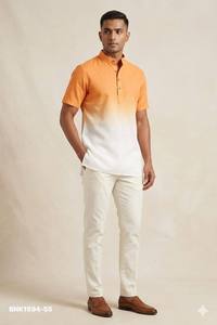 Best Quality Omri Cotton with Solid Shaded Readymade Half-Sleeve Mandarin Collar Short-<b>Kurta</b> Collection Supplier from Surat - Product Image 5