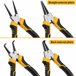 Professional Stainless Steel 4 Piece Snap Ring <b>Pliers</b> <b>Set</b> 7 Inch Circlip Tool Internal External Straight Bent Jaw Kit - Product Image 4
