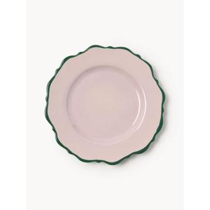 Assiette de service à motif floral pour les fêtes et événements, vaisselle de table réutilisable en métal émaillé rouge. - Product Image 5