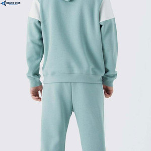 Unisex Light Blue Color Blocking Hooded Tracksuit Full Sleeve Solid Casual Autumn Wear With Side Pockets Regular Fit - Product Image 6