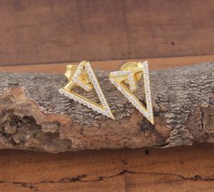 Designer Fancy CZ Stud Earrings Luxury 925 Silver Plated Zirconia Ear Studs Unique Shape Women’s Fashion Jewelry Wholesale - Product Image 3