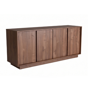Buffet en bois de teck avec porte coulissante, commode de rangement en bois massif, meuble moderne fait main autoportant pour chambre et salon - Product Image 3
