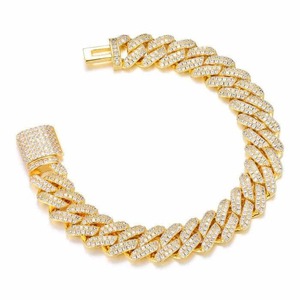 Bijoux Hip Hop, Bracelet Chaîne Maille Cubaine Miami Grande Taille, Argent 925 Plaqué Rhodium, Moissanite Clarté VVS, Tendance - Product Image 1