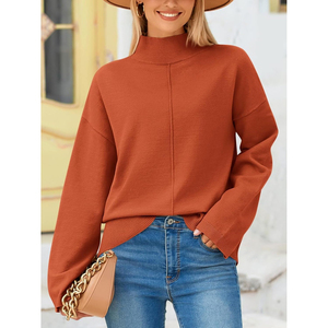 Suéter de Punto para Mujer, Cuello Alto, Color Único, Estilo Casual para Otoño - Product Image 4
