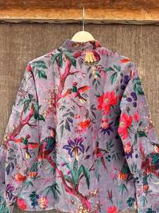 Blouson bomber en velours fleuri, robe kimono à imprimé original - Product Image 5