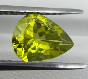 Pierre précieuse naturelle Chrysoberyl, taille poire, 7,30x9,80 mm, 2,00 carats, jaune vert vif, pierres Shamim pour la fabrication de bijoux - Product Image 2