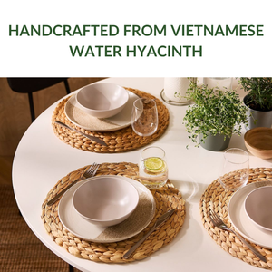 Sets de table ronds faits à la main en jacinthe d'eau du Vietnam, écologiques - Product Image 6
