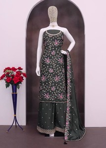 Nuevo Traje Salwar Kameez de Manga Larga con Semibordado para Otoño/Invierno, Estilo Indio-Pakistaní, Tela de Secado Rápido, Traje Casual Holgado de Dos Piezas - Product Image 4