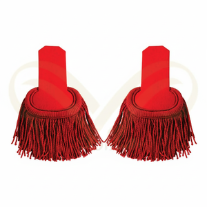 Épaulettes Cérémonielles Artisanales en Viscose Rouge avec Franges en Bouillon pour Uniformes de Parade Extérieur - Product Image 6