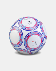 BLIZ SPORTS WEAR Ballon de football taille 5 blanc avec motif bleu et rose, ballon d'entraînement durable, directement de l'usine - Product Image 2