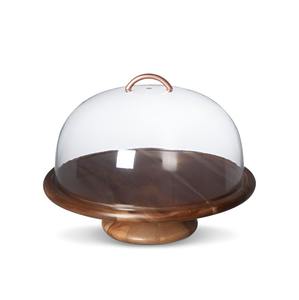 Walnut Finishing With Glass Dome Cup <b>Cake</b> <b>Server</b> Stand Modern <b>Cake</b> Tool Handcrafted Rounded Wooden <b>Cake</b> Stand in Lowest Price - Product Image 3