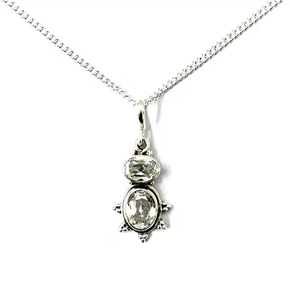 Pendentif en argent avec pierres précieuses en cristal, fait main, 2,6 grammes, vente en gros, bijoux à deux pierres pour cadeau d'anniversaire - Product Image 3