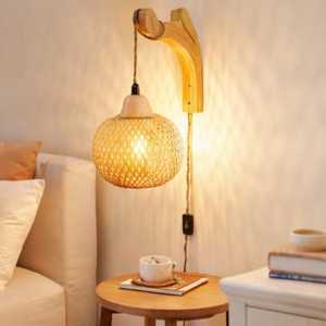 Handwoven Rattan <b>Wall</b> <b>Sconce</b> Boho Bamboo <b>Wall</b> <b>Light</b> Natural Woven Lamp Rustic Home Decor Supplier Manufacturer - Product Image 3