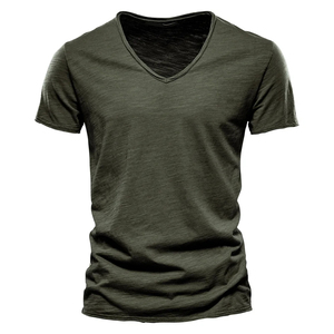 Camiseta de Punto para Hombre, Cuello en V, Manga Corta, Corte Ajustado, Color Verde Menta, Diseño Personalizado 2026, Logotipo Personalizado, Entrega Rápida - Product Image 3