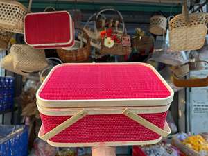 Panier-cadeau de luxe en bambou avec couvercle gravé au laser, couleur personnalisable, tissé à la main, souvenir de vacances, décoration d'intérieur, présentoir de vente au détail - Product Image 6