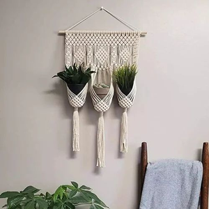 Handmade Macramé Plant Hanger for 3 Pots Cotton Rope Multi-Tier <b>Hanging</b> Planter Holder for Home Balcony Decor 16x36 inches - Product Image 1