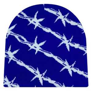 Gorro de Punto Jacquard con Diseño de Alambre de Púas, Unisex, Estilo Punk Informal para Adultos, 56-58 cm, Acrílico, para Invierno - Product Image 2