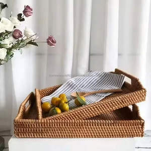 Bandejas de Ratán Duraderas para Servir Alimentos, Hechas a Mano, Ratán Natural Ecológico, Proveedor Personalizable al por Mayor de Vietnam - Product Image 1